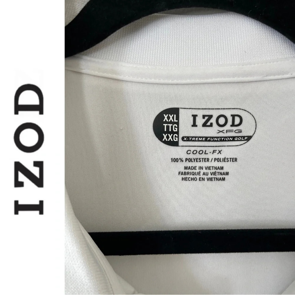Izod Golf Shirt Graphic Stripe Design Blue Black White Size XXL - Picture 6 of 6